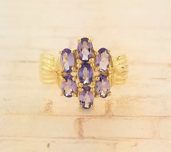 10k Yellow Gold Vintage Amethyst Ring - image 1