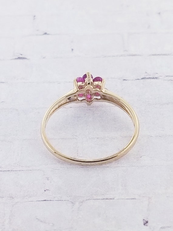 10k Yellow Gold Vintage Ruby and Diamond Ring - image 4