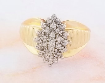 10k Yellow Gold Vintage Diamond Cluster Ring