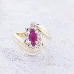 14k Yellow Gold Fancy Ruby and Diamond Ring