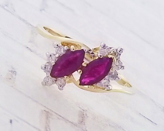 14k Yellow Gold Ruby and Diamond Ring - image 7