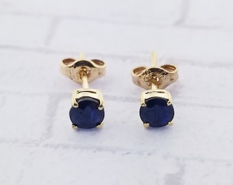 14k Yellow Gold Sapphire Stud Earrings
