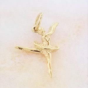 Jewels By Lux 14K Yellow Gold Satin Polished Ballerina Charm Pendant