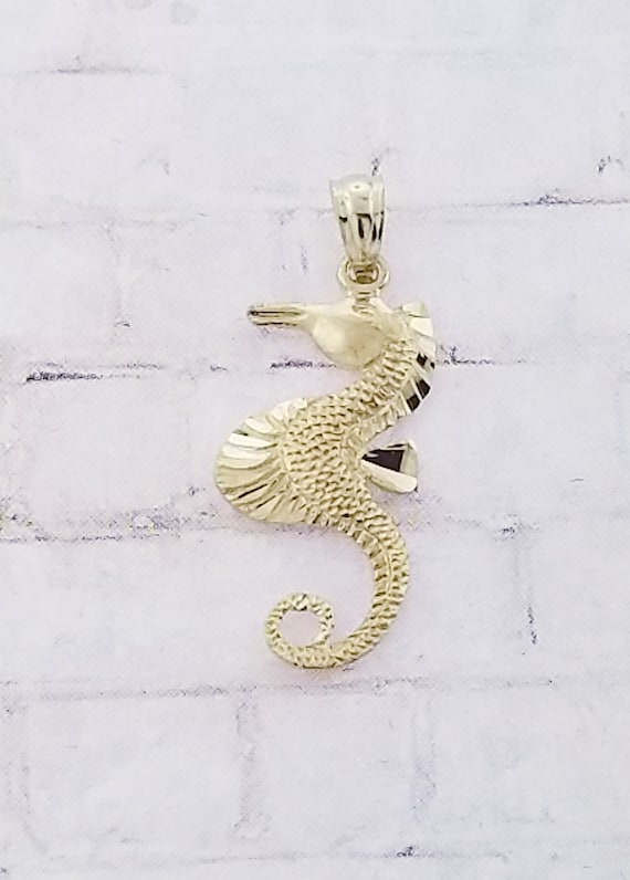 10k Yellow Gold Seahorse Pendant - 1.50 Gram Solid Gold Charm For Necklace Or Bracelet, Gift Ready - View #8