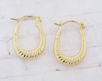 14k Yellow Gold Vintage Hoop Earrings