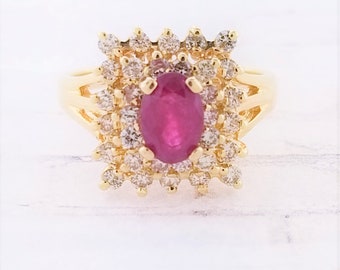 14k Yellow Gold Ruby and Diamond Ring