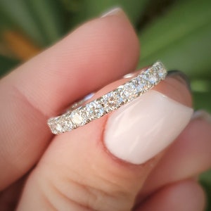 Platinum Pave Half Eternity Wedding Band