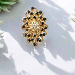 14k Yellow Gold Vintage Sapphire and Diamond Ring