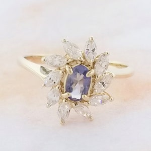 10k Yellow Gold Amethyst and Cubic Zirconia Ring