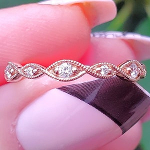 14k Rose Gold Twisted Diamant Eternity Band