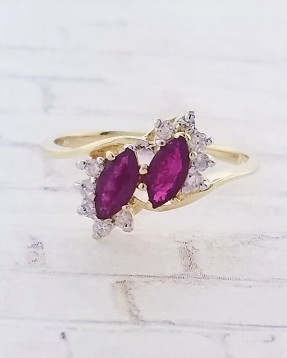 14k Yellow Gold Ruby and Diamond Ring - image 8