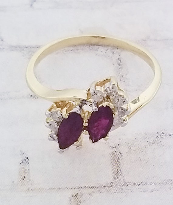 14k Yellow Gold Ruby and Diamond Ring - image 5