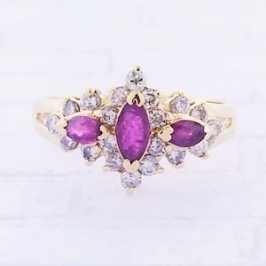 14k Yellow Gold Ruby and Diamond Ring