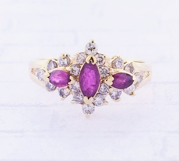 14k Yellow Gold Ruby and Diamond Ring - image 1