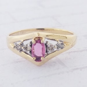 14k Yellow Gold Vintage Ruby and Diamond Ring