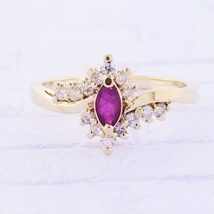 14k Yellow Gold Ruby and Diamond Ring