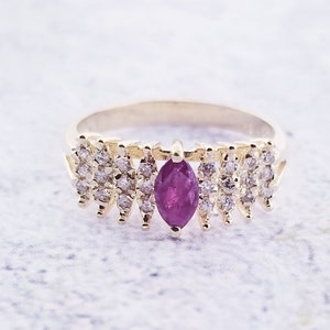 14k Yellow Gold Ruby and Diamond Ring