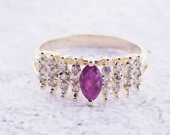 14k Yellow Gold Ruby and Diamond Ring