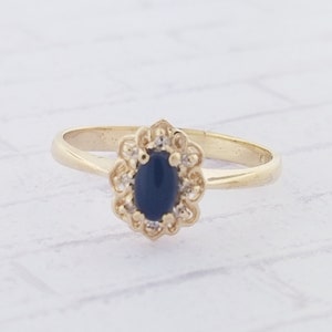 10k Yellow Gold Vintage Black Onyx and Diamond Ring