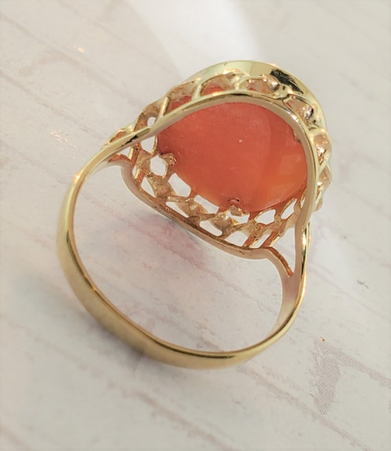 14k Yellow Gold Vintage Cameo Ring - image 6