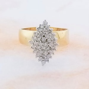 10k Yellow Gold Vintage Diamond Cluster Ring