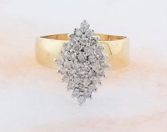 10k Yellow Gold Vintage Diamond Cluster Ring