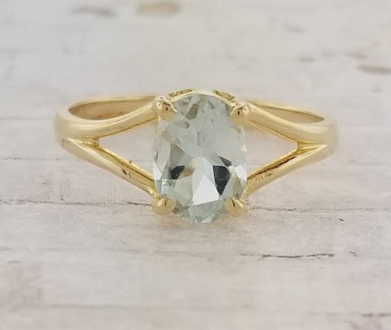 14k Yellow Gold Blue Topaz Ring - image 1