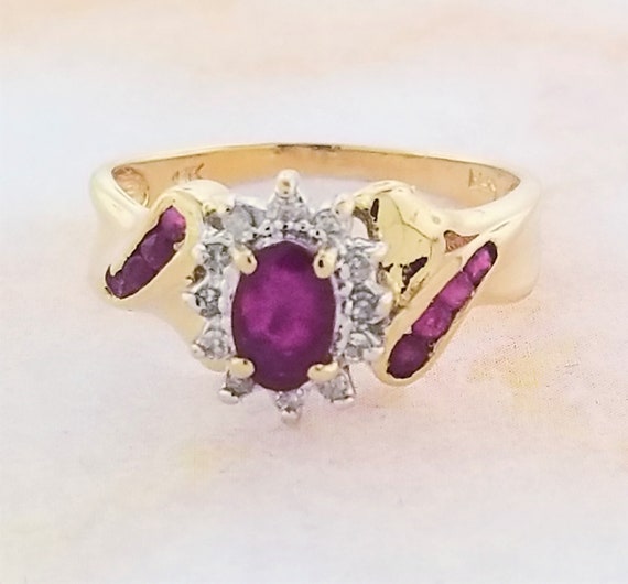 14k Yellow Gold Ruby and Diamond Ring - image 6