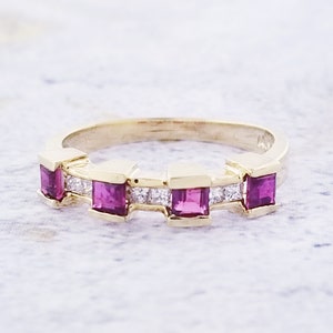 14k Yellow Gold Ruby and Diamond Band