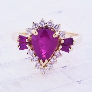 14k Yellow Gold Ruby and Diamond Ring