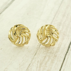 14k GeelGouden Diamond Cut Love Knot Stud Oorbellen