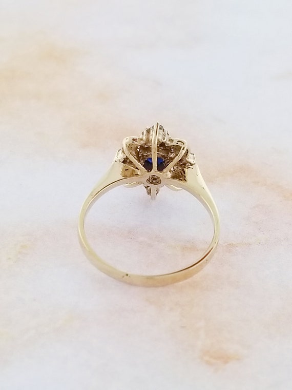14k Yellow Gold Vintage Sapphire and Diamond Ring - image 5