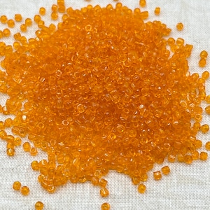 Vintage Czech Tri-Cut Seed beads, Size 9/0, 3 Cut, Transparent Orange, 11 grams, Czech Glass Seed Beads, Beadwork, Jewelry Supply
