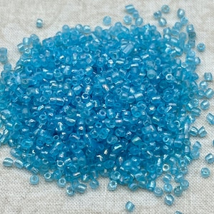Vintage Czech Tri-Cut Seed beads, Size 9/0, 3 Cut, Light Sky Blue, 11 grams, Czech Glass Seed Beads, Beadwork, Jewelry Supply