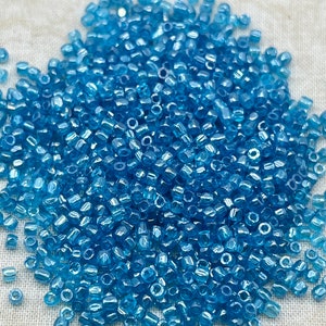 Vintage Czech Tri-Cut Seed beads, Size 9/0, 3 Cut, Sea Blue, 11 grams, Czech Glass Seed Beads, Beadwork, Jewelry Supply