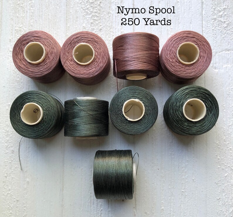 Nymo Beading Thread, Size B and Size D, 250 Yard Spool, Brown, Green