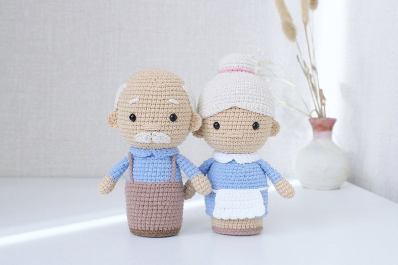 Crochet pattern grandma, grandpa, amigurumi doll, Mothers day gift, Fathers Day, PDF English pattern image 1