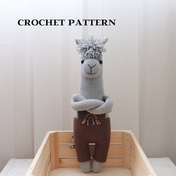 Crochet llama lovey pattern, amigurumi animal, cozy baby toys, PDF English pattern