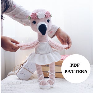 Crochet  pattern flamingo, amigurumi ballerina doll, bird danser doll, PDF English PATTERN