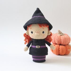 Amigurumi doll pattern, crochet halloween, little witch, PDF English pattern