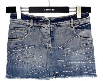 Minigonna in denim Dior anni '90 Raro jeans invecchiato Italia Taglia M