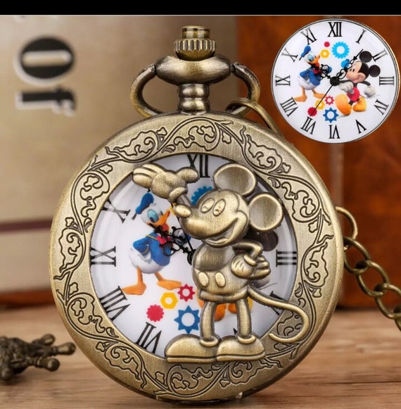 Mickey Mouse Pocket Watch Vintage Style Bronze Mickey donald Duck