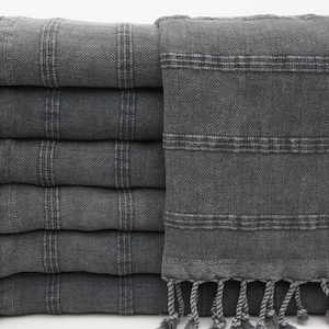 Turkish Hand Towel,Stonewashed Hand Towel,Black Hand Towel,Service Towel,18&quot;x36&quot;,Face Towel,Turkish Peshkir,Bulk Hand Towels,Napkin,UA008F
