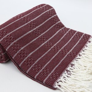 Turkish Towel,Bath Towel,Beach Towel,Pool Towel,Sauna Towel,Gift Towel,Organic Towel,40&quot;x69&quot;,Burgundy Towel,Turkish Peshtemal,BC001D