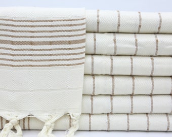 Peshkir Towel,Turkish Hand Towel,Kitchen Towel,Face Towel,Head Towel,Bathroom Decor,18"x46",Small Towel,Dish Towel,Beige Hand Towel,MT009F