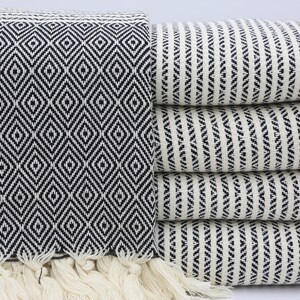 Wedding Gift Blanket,Turkish Blanket,Wholesale Blanket,Turkish Throws,77&quot;x95&quot;,Turkish Bedspread,Black Blanket,Decorative Blanket,HY005E