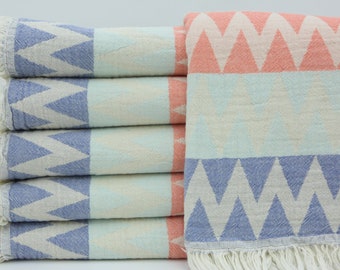 Bathroom Decor Towel,Turkish Towel,Beach Towel,Multicolored Towel,40"x70",Bulk Decor Towels,Turkish Peshtemal,Zigzag Design Towel,BD005D