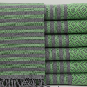 Turkish Towel,Shower Towel,Bath Towel,Beach Towel,Bridesmaid Towel,Bulk Towel40&quot;x70&quot;,Turkish Peshtemal,Bright Green And Gray Towel,IM018D