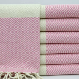 Turkish Towel,Bridesmaid Towel,Gift Towel,Organic Towel,Pink Towel,40&quot;x70&quot;,Throw Towel,Turkish Peshtemal,Diamond Design Towel,MT007D