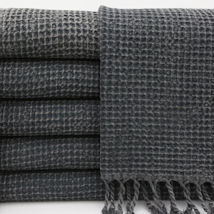Tea Towel,Stonewashed Hand Towel,Black Hand Towel,Waffle Hand Towel,18&#39;&#39;x42&#39;&#39;,Small Towel,Service Towel,Napkin Towel,Face Towel,UA006F